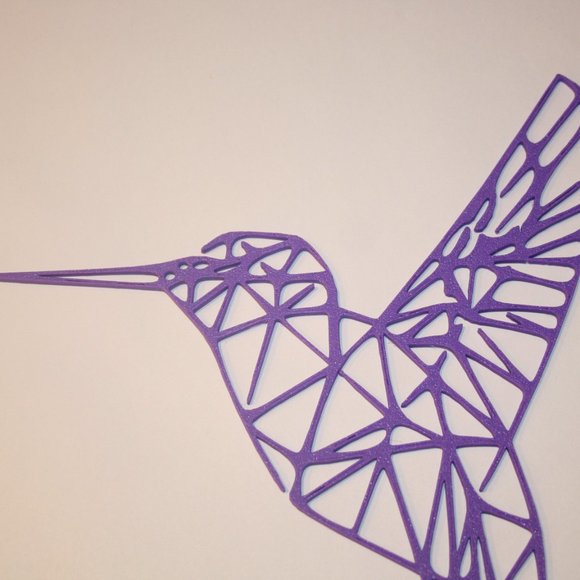 Hummingbird Wall Decor 8 1/8" x 7 3/8" 3D Printed Bird Line Art Geometric - Picture 2 of 10